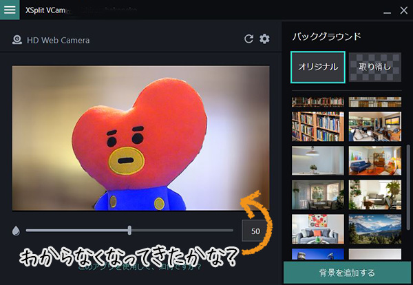 Xsplit Vcamレビュー オンライン会議や授業の背景置き換えに カーテン 布なしでぼかしも一瞬 もふ部